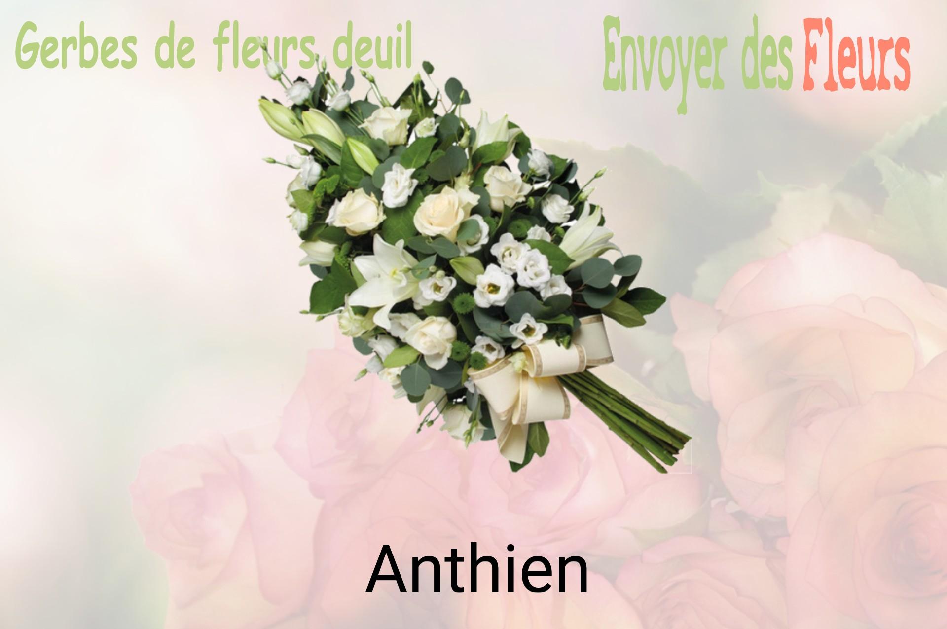 Gerbe de fleurs de deuil livrée à Anthien